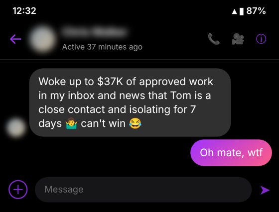 Text message from a Keystone client