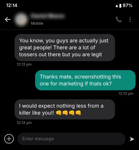 Text message from a Keystone client