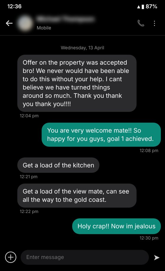 Text message from a Keystone client