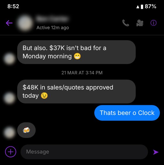 Text message from a Keystone client