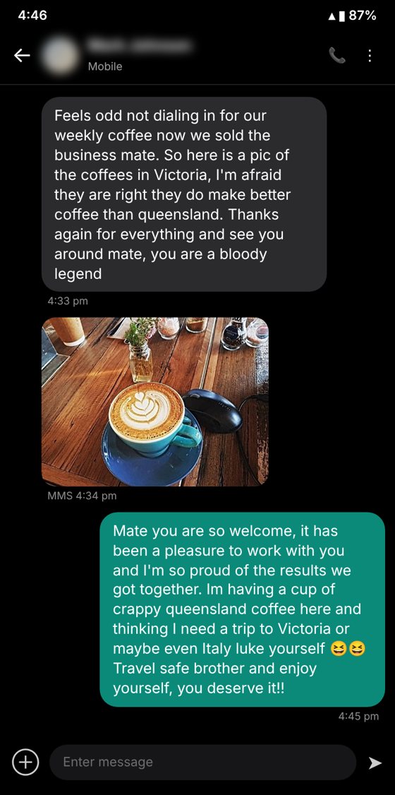 Text message from a Keystone client